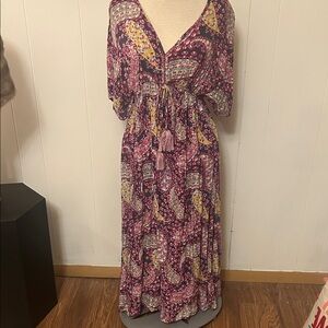 Cost Plus World Market Paisley Maxi Dress - Purple and Yellow